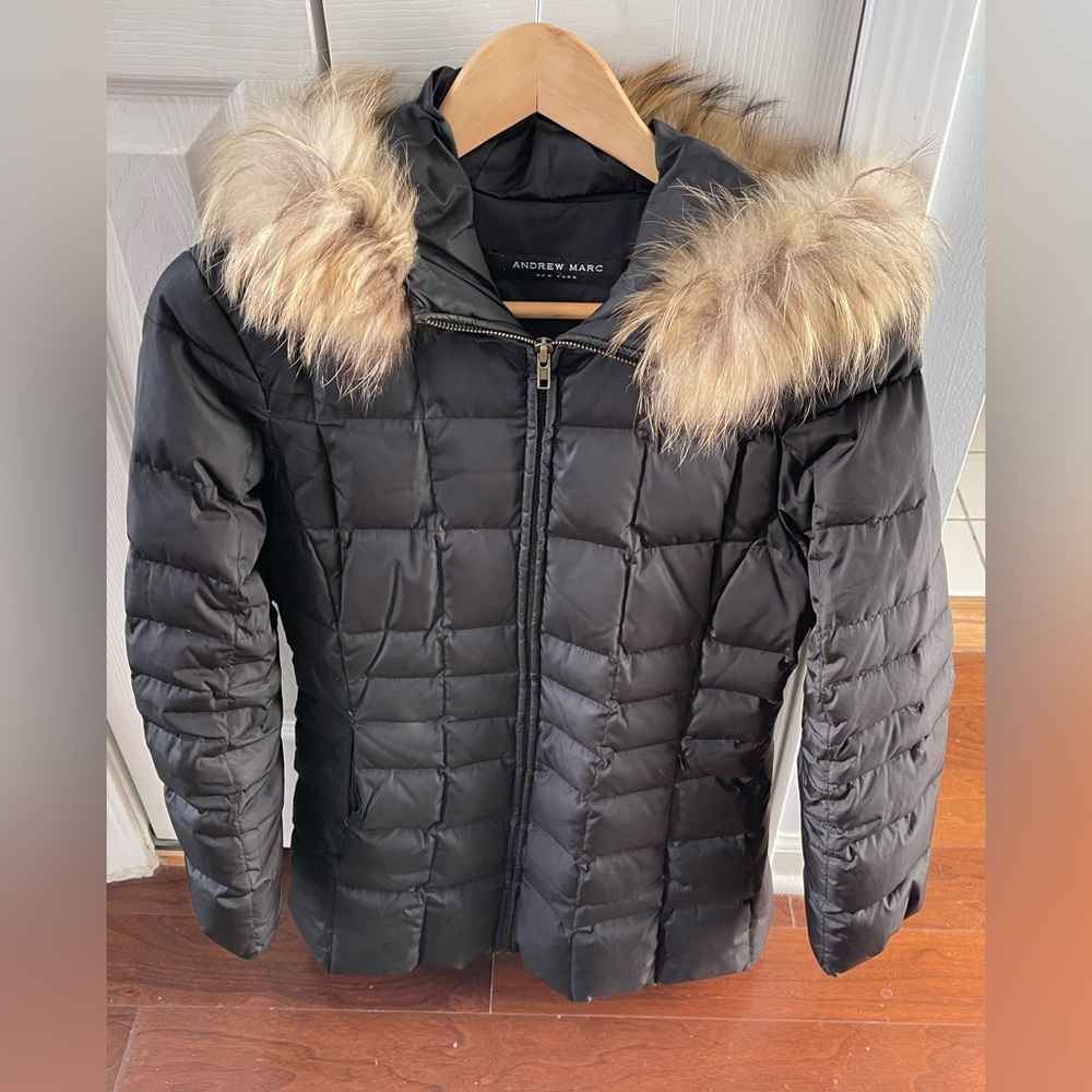 Andrew Marc black winter coat size L